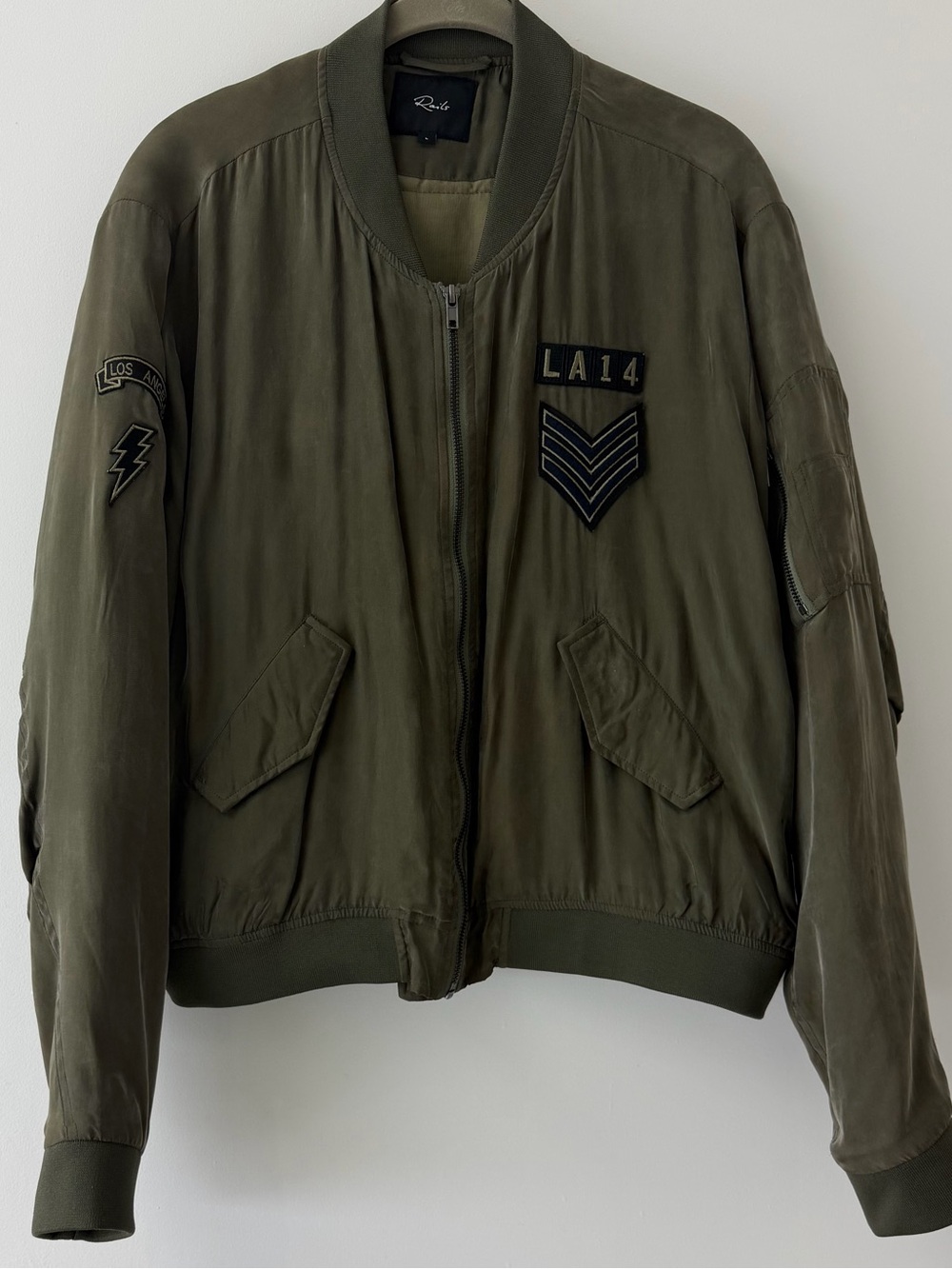 Rails Los Angeles Patch Olive Army Green Ace Sage Bomber Jacket
